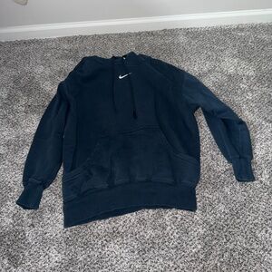 Nike Navy Blue Pullover Hoodie with White Swoosh